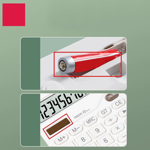 Large White Desktop Calculator with LCD Display, Silent Button, AAA Battery Powered 2