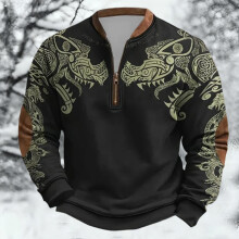 Pull à col zippé inspiré de la mythologie nordique