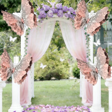Décoration de fenêtre papillon – Voile en plastique beige, 45 x 40 cm