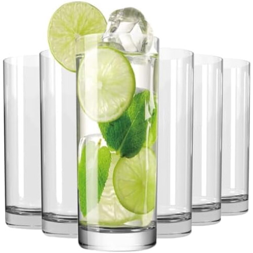 Lot de 6 verres highball transparents de 473 ml (16 oz).