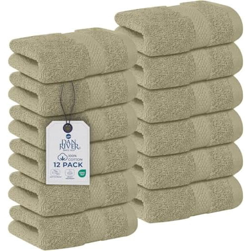 Pacote com 12 Toalhas de Rosto 100% Algodão 30x30cm 550GSM
