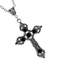 Collier ras-de-cou chrétien en cristal avec pendentif crucifix