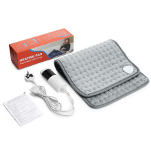 AuroraX Throw Heated Blanket Portable Dual Control Electric Blanket,24"x12" Small Gray Heated Throw with 9 Heating Levels and 4 Timer Settings,