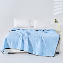 Small AC Quilt, Summer Throw Blanket – Washed Cotton, Seamless, Super Soft & Washable, Sky Blue, for Bedroom/Sofa/Travel, by FAJHHA