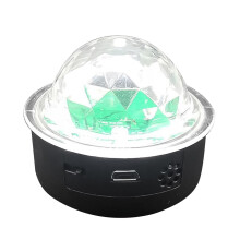 Lampa sceniczna LED RGB z kontrolą dźwięku, kryształowa kula, czarna, 1 szt.