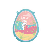Inflatable Bunny Shaped Balloon with Eggshell Pattern for Party Decoration Holiday Event Supplies Durable Material