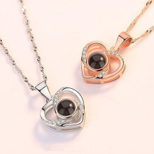 Collar con colgante de corazón "Te amo" para mujer, color dorado, 1 unidad.