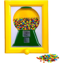 Candy Dispenser Picture Frame – Gumball Machine Style, Fast Distribution for Candies, Nuts, Pet Treats; Great for Birthday & Holiday Gifts (Yellow)
