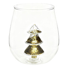 Christmas Stemless Wine Glasses, 3D Wine Glass Cup with Christmas Tree, Christmas Tree Glass Water Cup for Home Bar Christmas Party