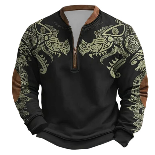 Pull à col zippé inspiré de la mythologie nordique 2