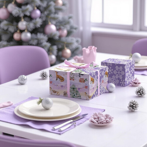 Vendbar julegavepapirrull – Rosegullfolie 2