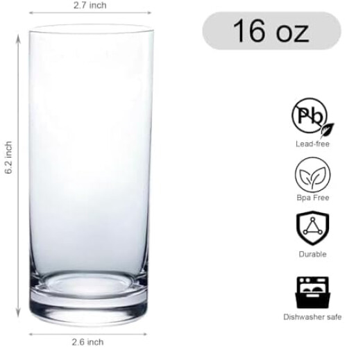 Lot de 6 verres highball transparents de 473 ml (16 oz). 2