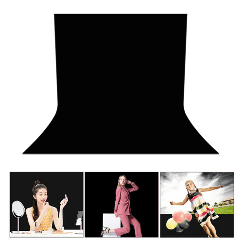 Party Photo Backdrop 4.9ft x 9.8ft Soft Light Polyester Wrinkle Resistant Black
