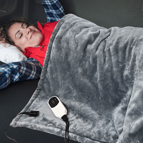 Electric Throw Blanket Queen Gray Double-Sided Soft Fleece 1