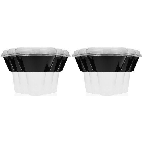10Sets Robuste Schwarze Lebensmittelbehälter Mit Trinkbecher Deckel