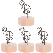 4Pièces Clips Photo Décoratifs Café Porte-Cartes Métal Bois Stable