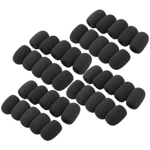 200Pcs Black Sponge Mic Covers Soft Protective Microphone Windscreens 2