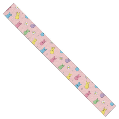 Chemin de table rose clair à petits lapins, imitation lin, 13,8 x