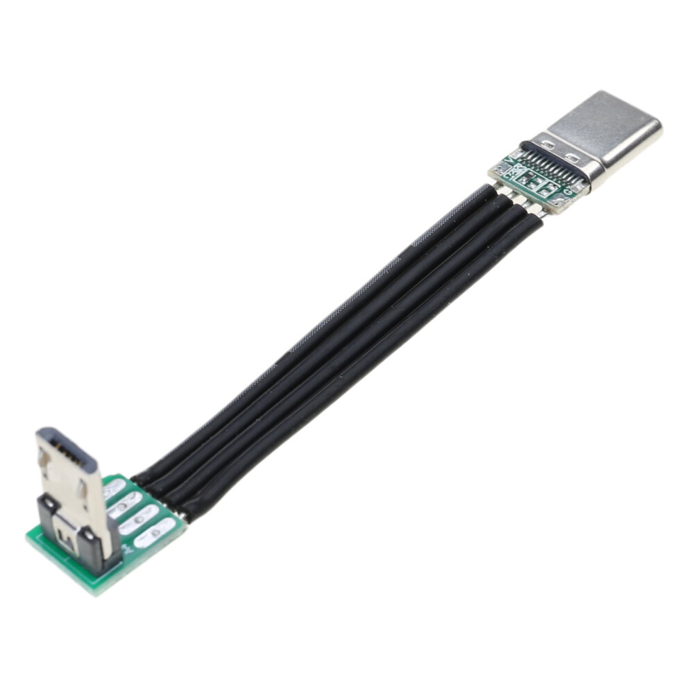 Short Usbc Flat Thin Ribbon Fpc Cable Usb Typec 90 Degree To Microusb For Data And Charging 9178400136177
