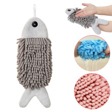 Serviettes pour les mains en forme de poisson, en microfibre polaire corail, lot de 3
