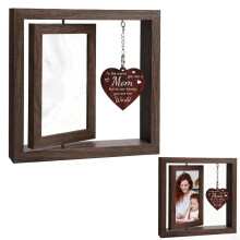 Cadre photo rotatif en bois de noyer avec breloque en forme de cœur – 10 x 15 cm