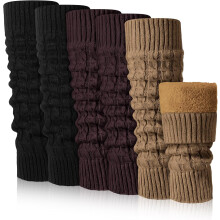 QIANJIA 3 Pairs Winter Fleece Lined Leg Warmer for Women Skating Leg Warmer Long Boot Socks for Women Skating Every Day Wear