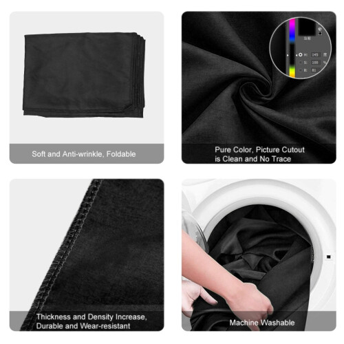 Party Photo Backdrop 4.9ft x 9.8ft Soft Light Polyester Wrinkle Resistant Black 2