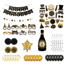 Kit de décorations noir et or pour la fête du Nouvel An 2026