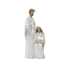 Christmas Resin Imitation Wood Carving Holy Family Relief Ornament, Mary Holding Holy Child Decor - Style C