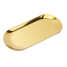 1 PCS Gold Stainless Steel Decorative Tray, 7-Inch Oval Jewelry Dish and Vanity Organizer for Bathroom, Towels, and Small Items