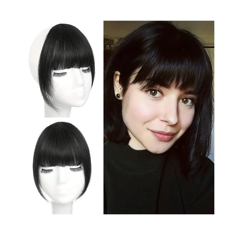 French Style Air Bangs Clip In Bangs Temples Hairpieces with Sideburns Straight Human Hair Daily Wear and Traceless Hairdressing