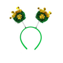 Diadema con lazo de lentejuelas y detalle de trébol