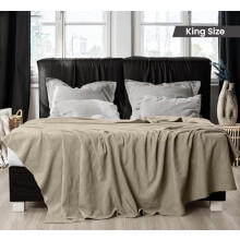 Khaki 100% Cotton Blanket [King Size - 90x108 Inch] 350GSM Lightweight, Soft and Breathable Thermal Blanket for All Seasons