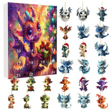 Calendrier de l'Avent de Noël Dragon - Ornements acryliques - 24