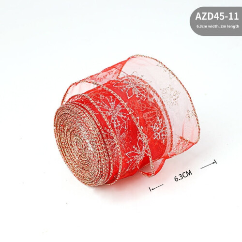 Kerstlint rood sneeuw jute 6,3 cm  2 m