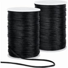 109 Yards 3mm Black Satin Rattail Cord for Jewelry Making, Knotting, Beading, Macrame – 2 Rolls