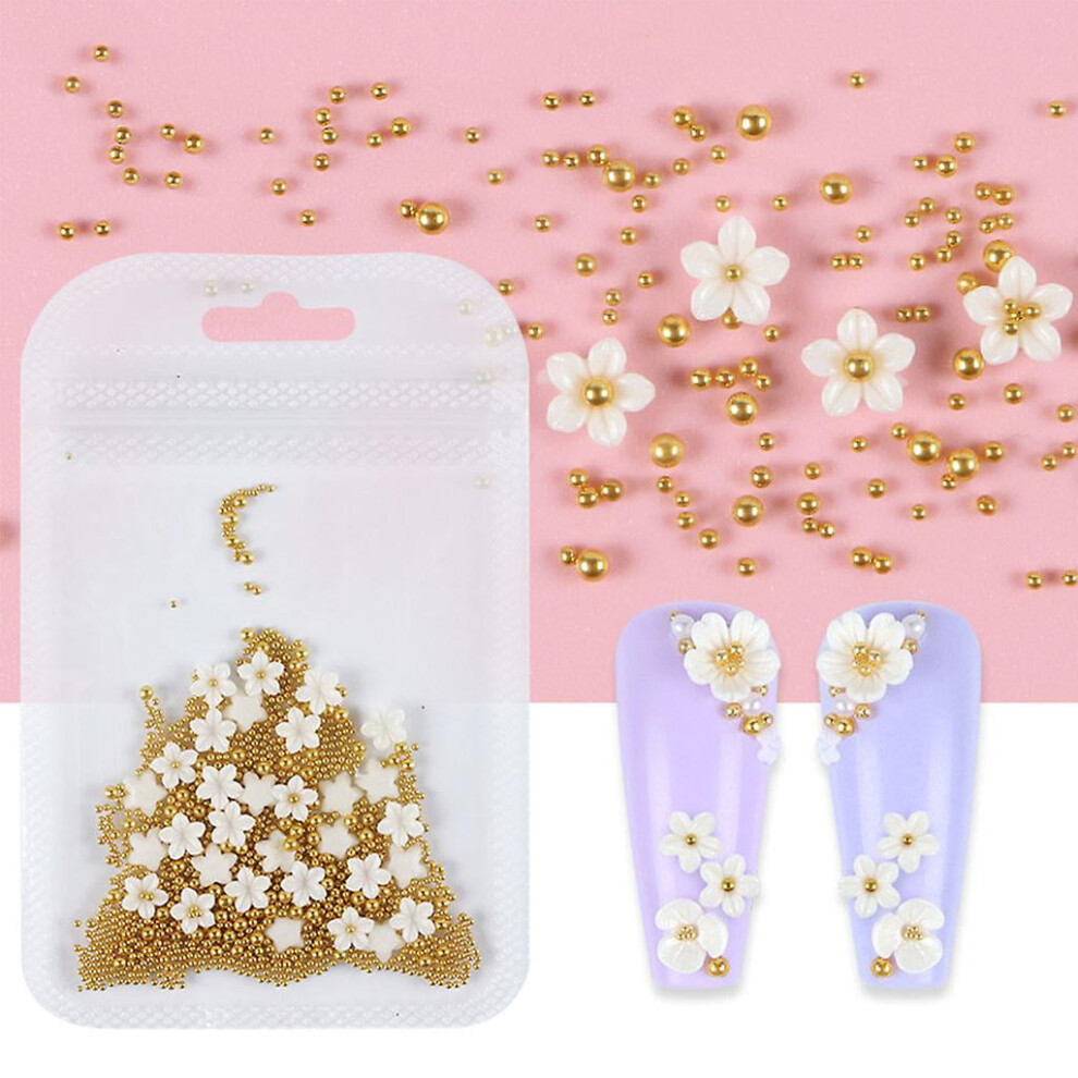 Silver Caviar Beads For Nails Flower Nail Charms Nail Art Stud Bead 3D