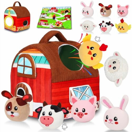 Soft Barn Toy with Stuffed Farm Animals and Rattle