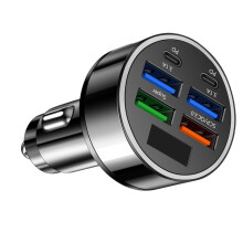 6-Port-Autoladegerät mit Digitalanzeige und USB-C PD