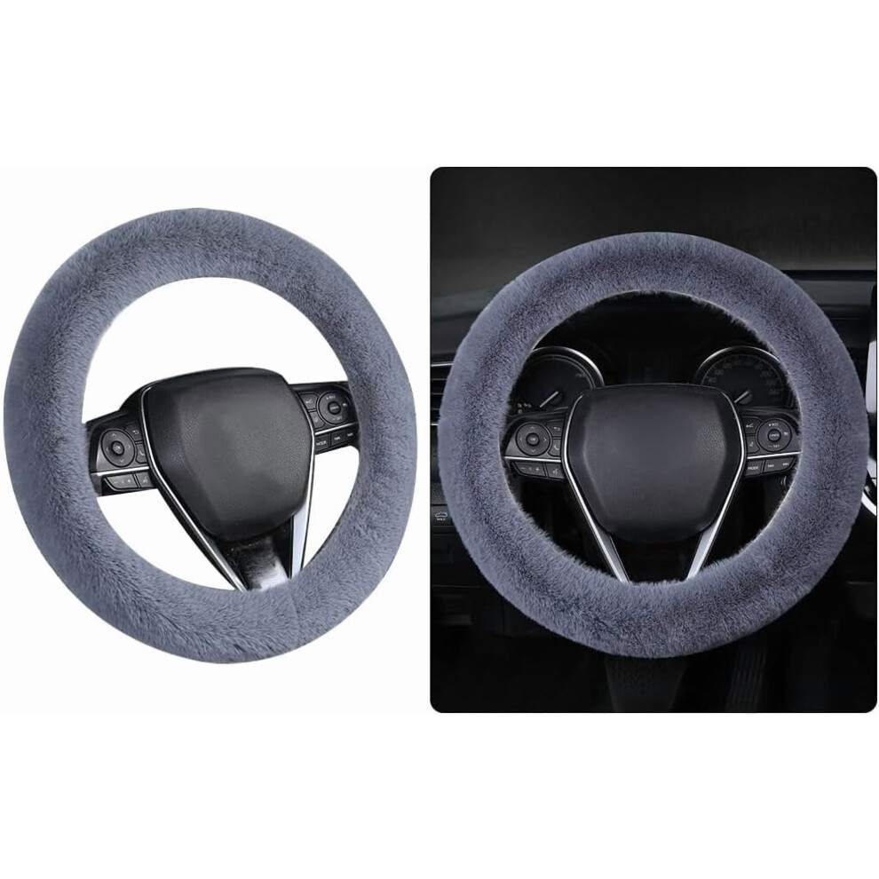 Fuzzy 15" Steering Wheel Cover Â Winter Warm, Non-Slip, Universal Car Wheel Protector, Compatible With Most Vehicles 9336866708073