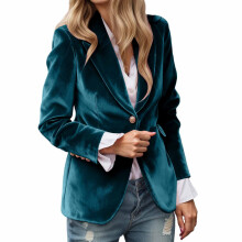 Damen-Samtblazer im Vintage-Stil, langärmelig