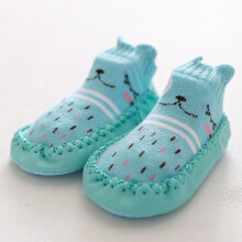 Zapatos de bebé tipo calcetín de punto con suela blanda y estampado de dibujos animados, color verde, talla 11.