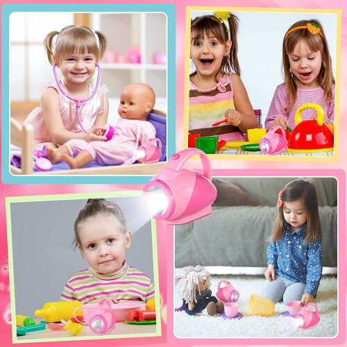 Kindertaschenlampe, rosa, Kunststoff, 2-teilig 2