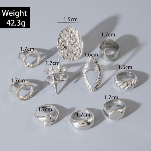Gold Chunky Stackable Rings for Women 5-Piece Set 2