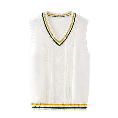 V Neck School Sweater Vest for Girls Knit Pullover White 1
