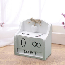 Blocos de calendário perpétuo de madeira vintage, decoração rústica para mesa.