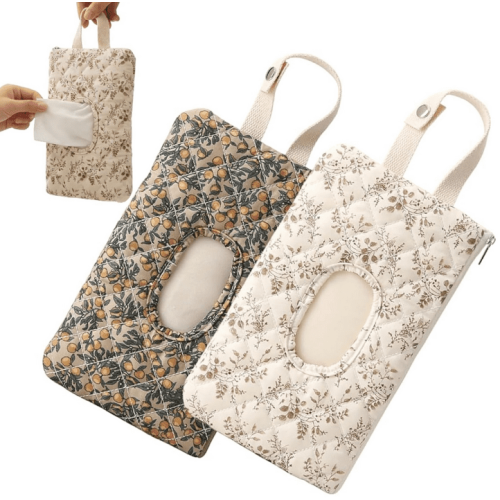 Bolsa floral acolchoada para fraldas e lenços umedecidos