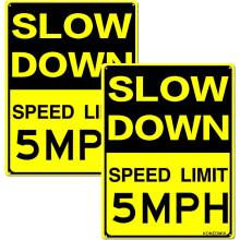 Slow Down Speed Limit 5 Sign Metal MPH Slow Warning Traffic Road Street Sign 8X12inch,2PACK
