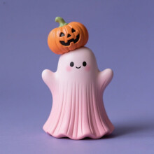 Lyserød spøgelsesfigur i harpiks til Halloween, 1 stk.
