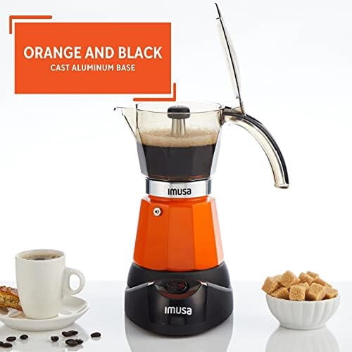 6 or 3cup Electric Espresso Maker, Orange 2